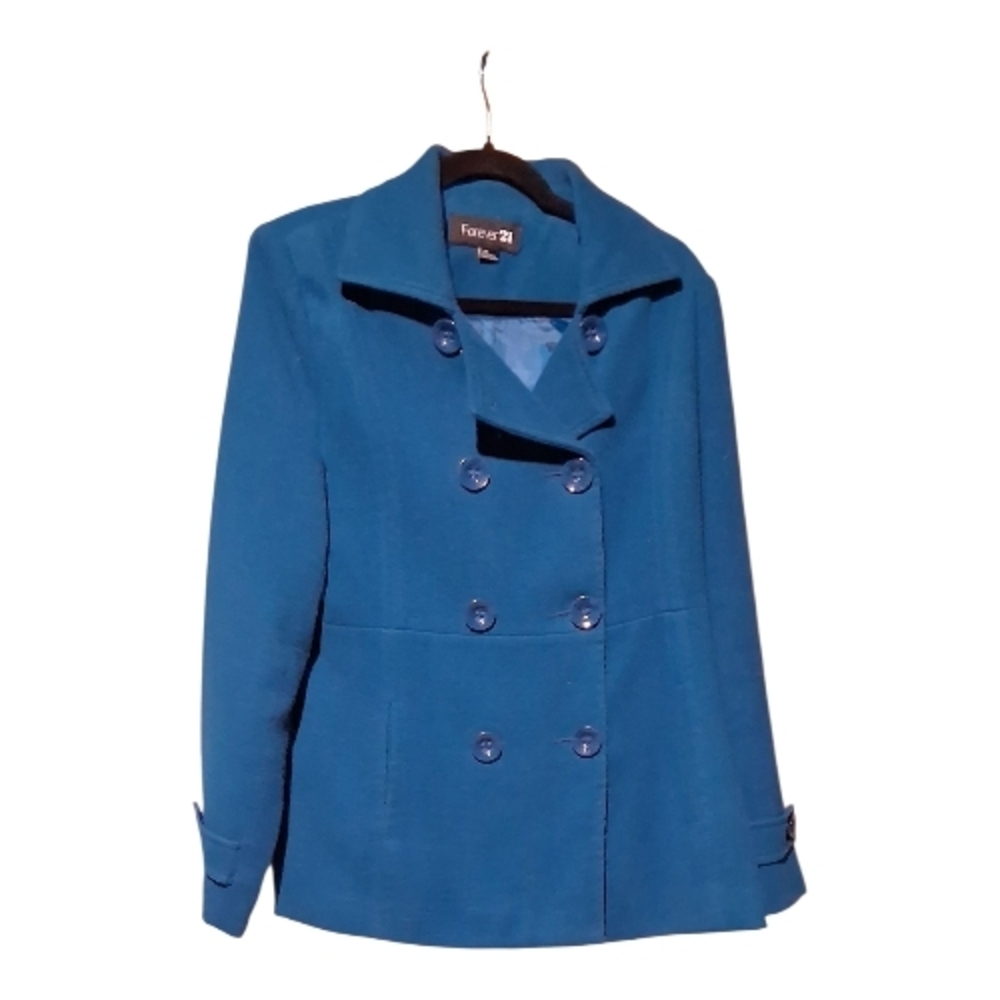 🌸SPRING SALE Forever 21 Peacock Blue Peacoat Size Large Juniors